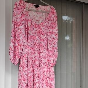 Sanctuary Floral Long Sleeve Dress in Pink and White